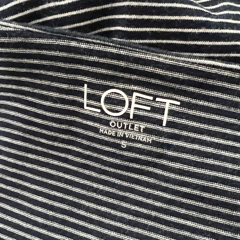 LOFT Navy and White Striped Short Sleeve Tee - Picture 5 of 6